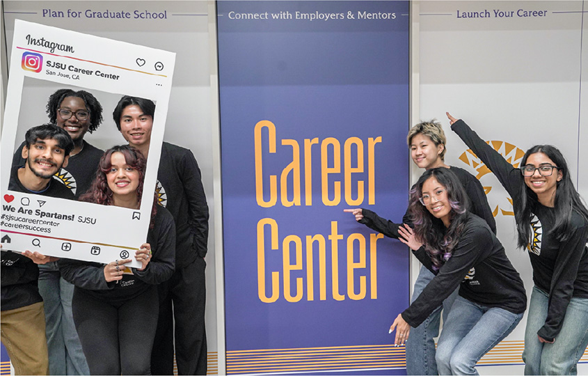 A group of students at career center