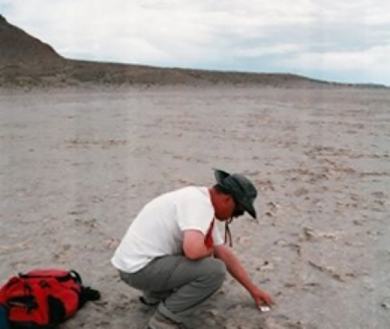 Electronic artist Brett Stalbaum outdoors during a field data-mapping and conceptual art performance.