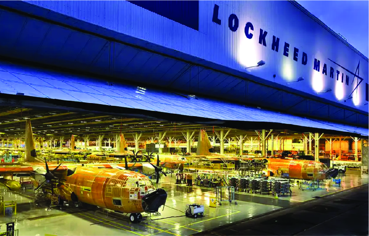 Lockheed Martin aircraft manufacturing facility, representing the company's aerospace and advanced technology work.