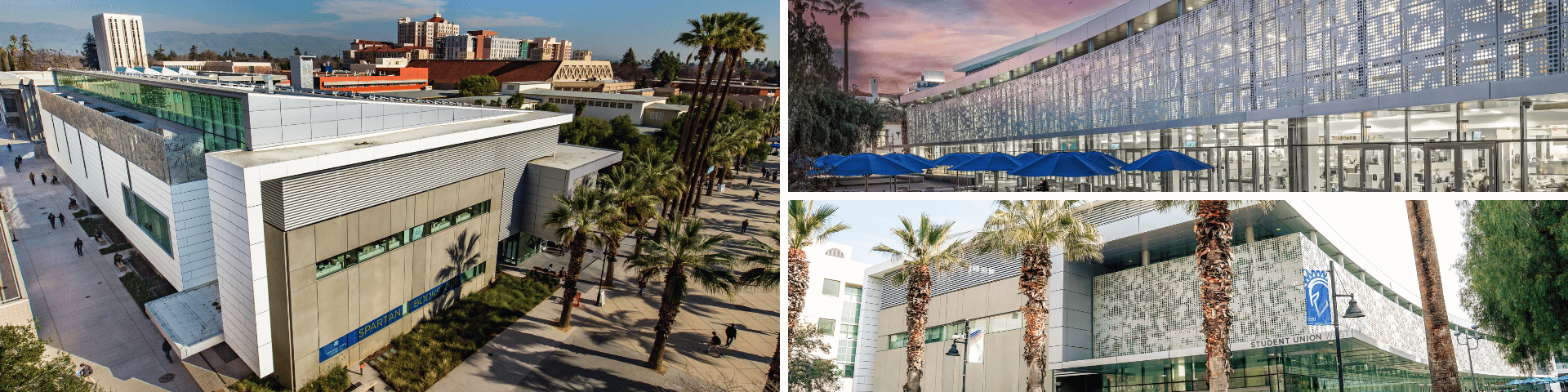 Collage of images of the outside of the Student Union Building
